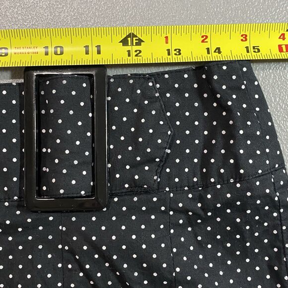 Vintage MKM DESIGNS Midi Skirt Polka Pin Dot Peplum Buckle Womens 7 8 Black - Picture 6 of 9